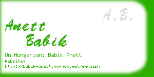 anett babik business card